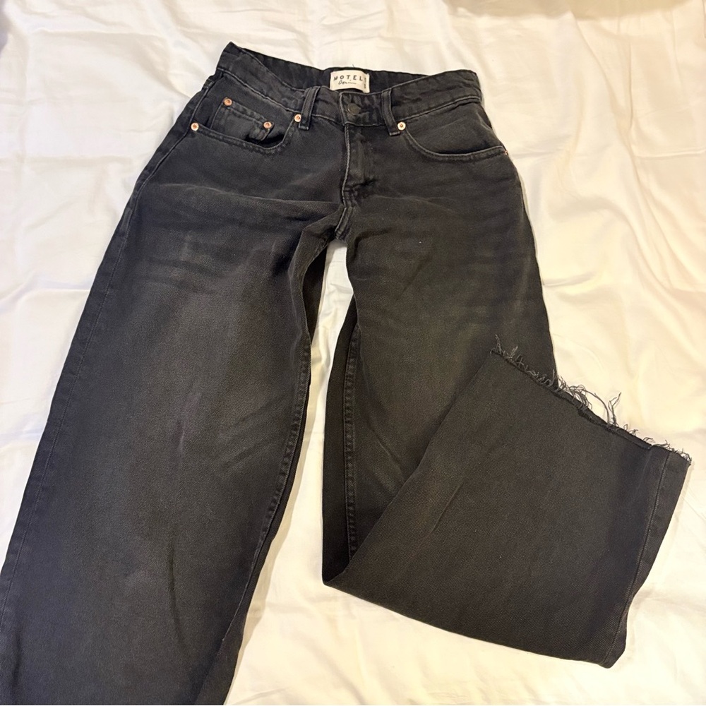 Motel Rocks Charcoal Low Rise Wide Leg Jeans